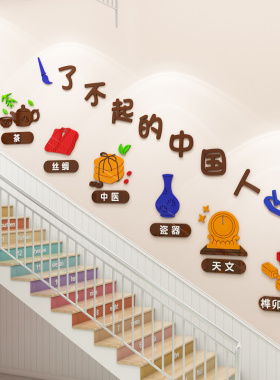 速发幼儿园墙面装饰传统文化环创成料主题墙贴纸材品走廊楼梯教室