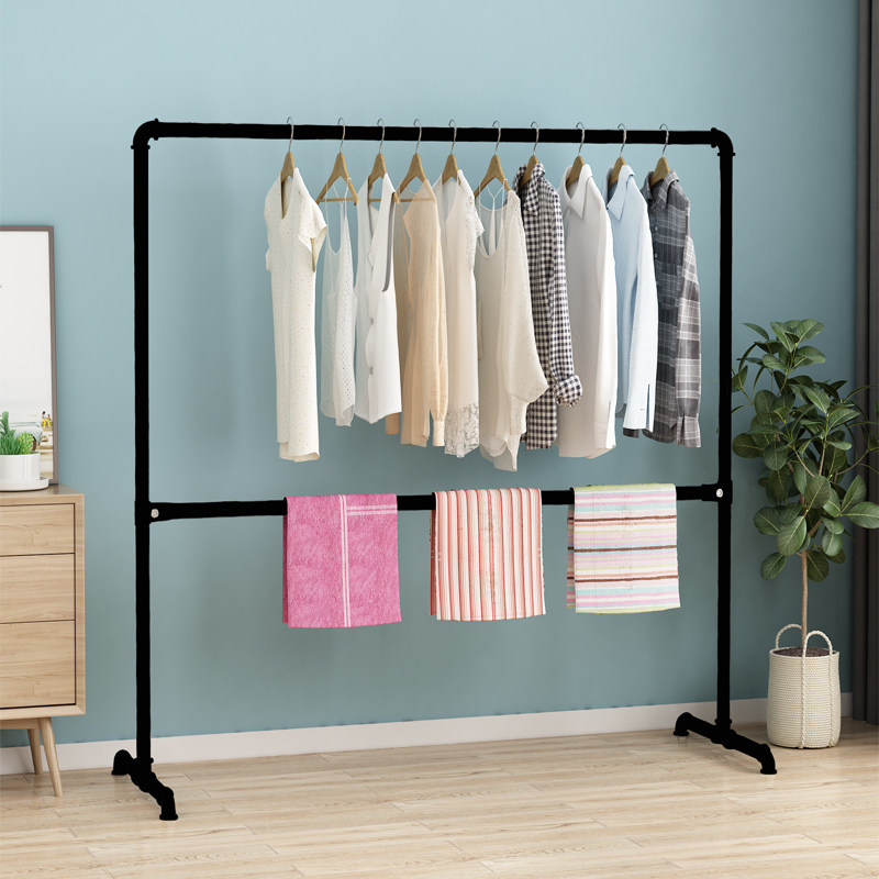 单杠置地式烤漆黑色晾衣架落地简易室内家用卧室阳台凉挂衣服架子,淘宝优惠券,粉丝福利购,淘宝优惠卷