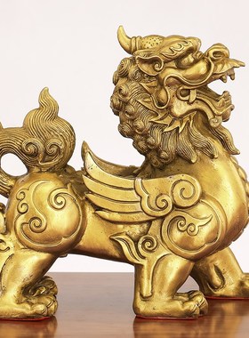 速发铜貔聚摆件一对招財 办公室家居貅宝 业贺礼开客厅玄关神兽