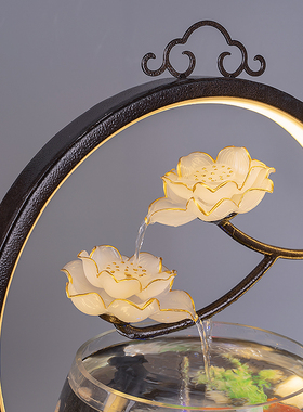 速发创意流水景观电视柜摆件雾化加新器迁厅小型鱼缸乔客湿居礼品