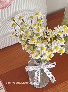 速发洋甘菊桌小雏餐假花客厅花束装饰摆设菊花花瓶插花摆件