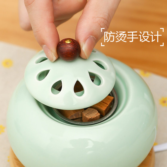 Household ceramic blue, green and pink electric incense burner with timed temperature adjustment
