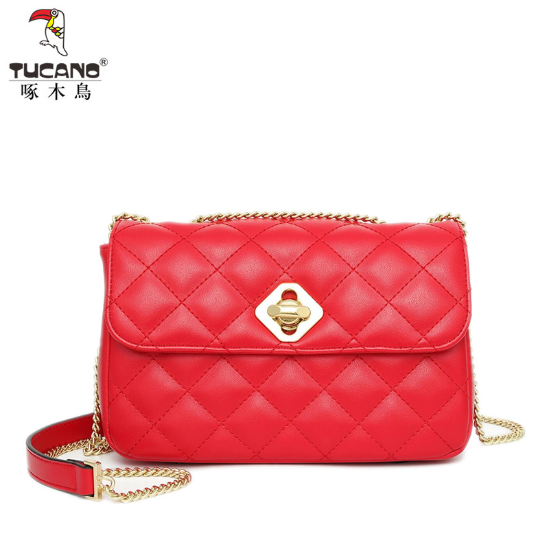 啄木鸟2020新款菱格链条包潮小方包 啄木鸟凌鼎女士包袋