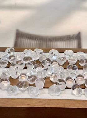 天然白水晶屁桃diy配件编织材料手绳项链文玩佛珠挂件手串配饰品