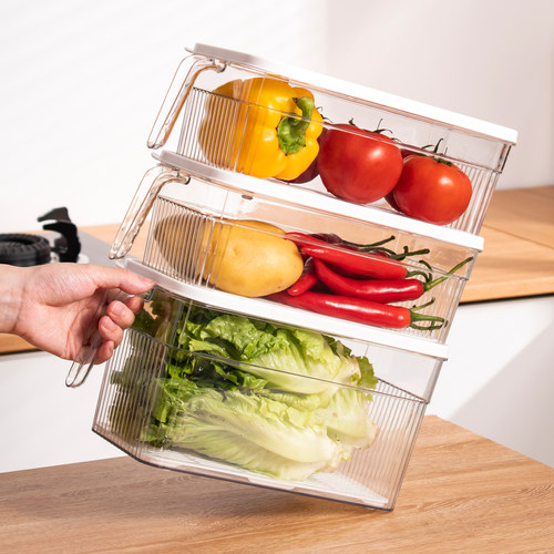 透明冰箱收纳盒食品级保鲜盒双层抽屉式水果蔬菜储物盒带盖 - 图1