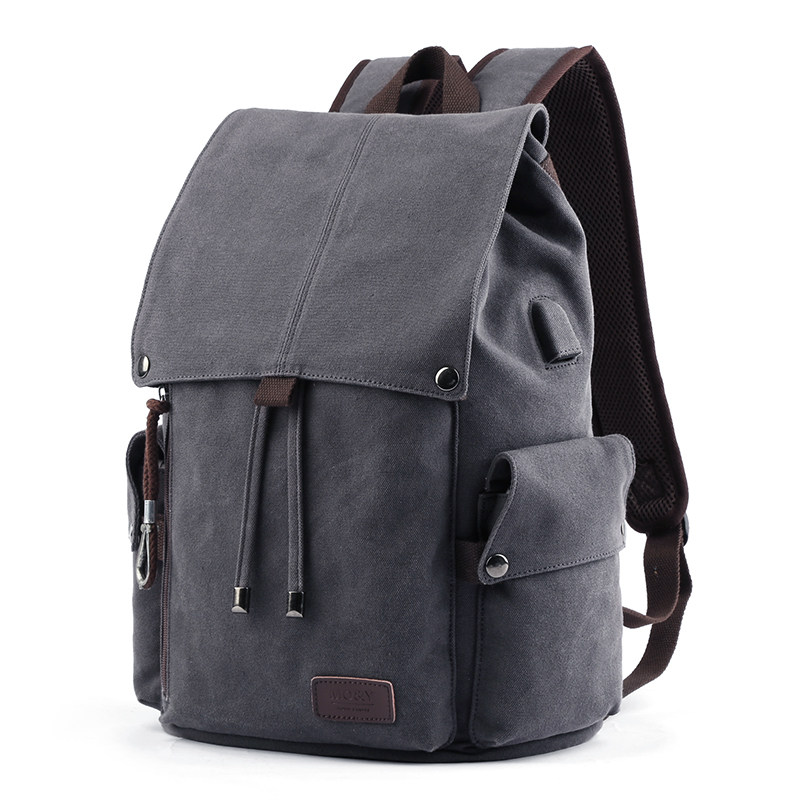 帆布复古大学生高中大容量男背包 tanghao双肩背包