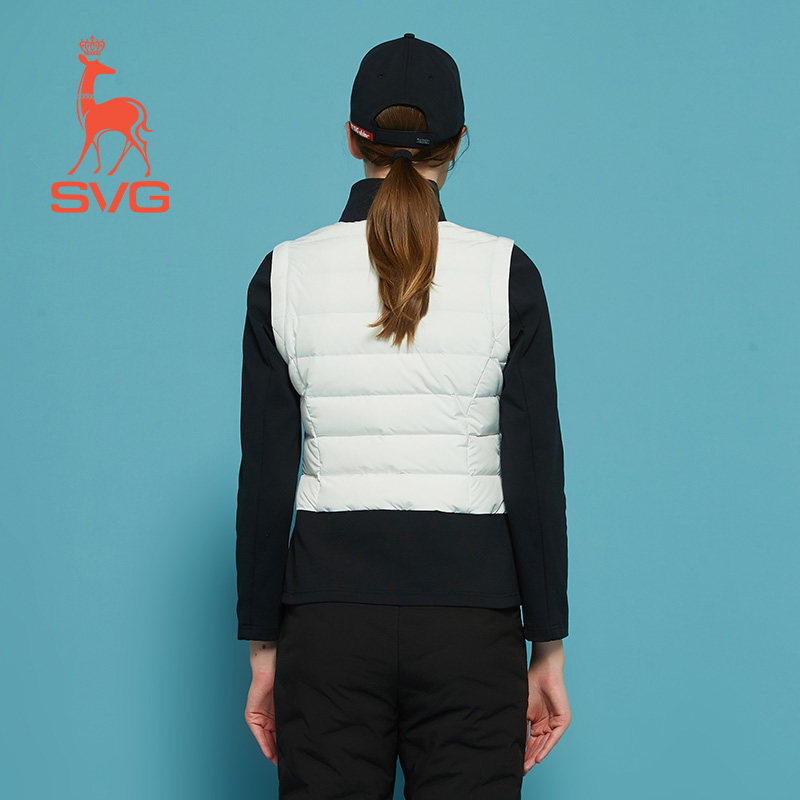 svg高尔夫秋冬新款女装黑白拼色立领羽绒服白鸭绒保暖外套上衣,淘宝优惠券,粉丝福利购,淘宝优惠卷