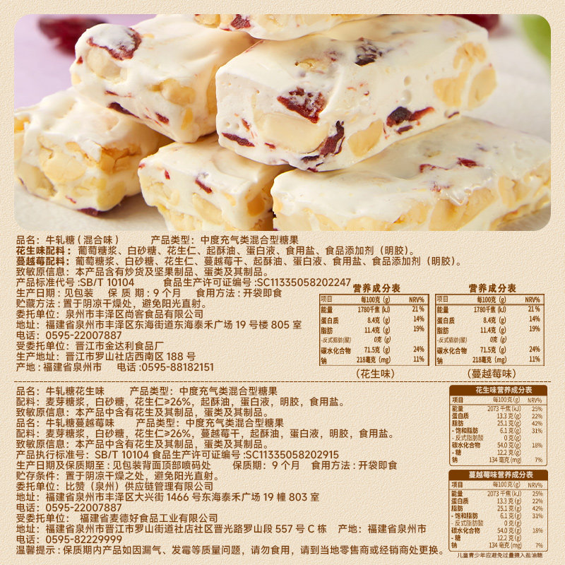 比比赞咸牛轧糖花生手工结婚喜糖软糖糖果零食休闲食品批发花生糖