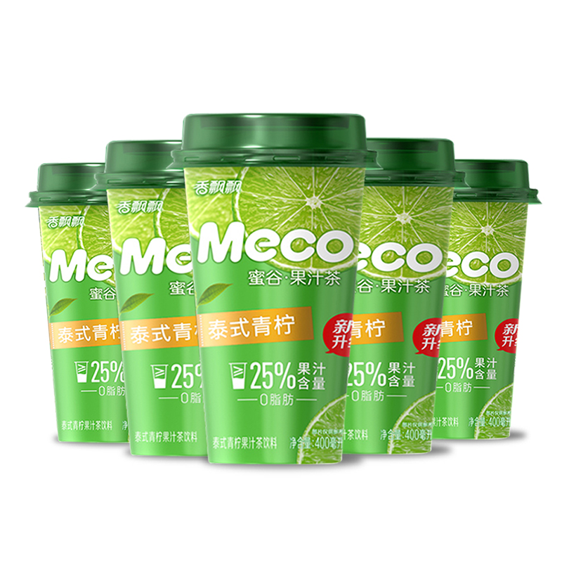 香飘飘果汁茶meco蜜谷水果汁茶式青柠400ml*5杯装即饮果汁茶饮料 - 图3