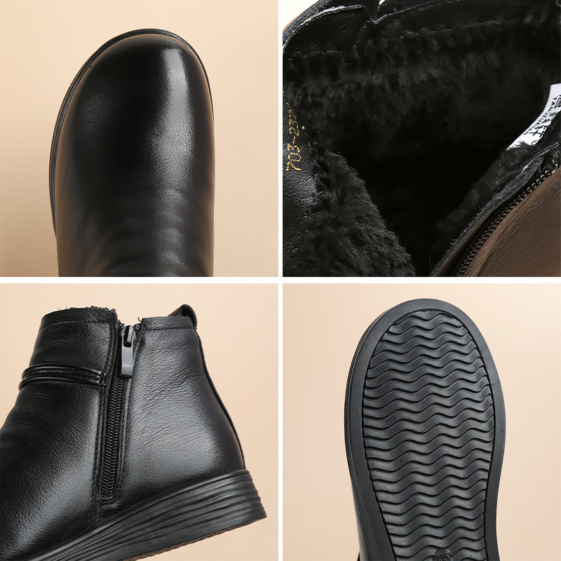 妈妈鞋冬季棉鞋女加绒保暖高帮中老年休闲皮靴牛皮短靴平底棉皮鞋,淘宝优惠券,粉丝福利购,淘宝优惠卷