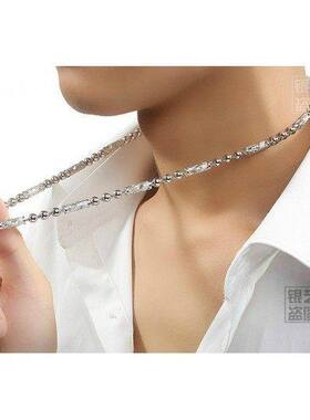 男士纯银项链99足银双龙头项链