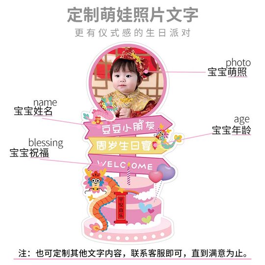 兔宝宝周岁布置百天生日场kt板满月周岁指示迎宾牌定制人形立牌一
