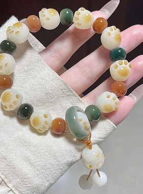 菩提根猫爪炭烧彩色手串女款