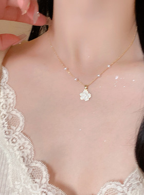 日落派对女白色山茶花项链