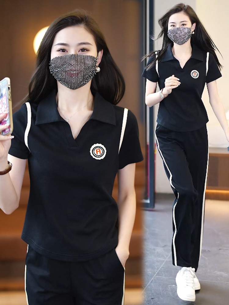 休闲短袖套装女2024夏季新款时髦洋气减龄运动服气质显瘦两件套潮