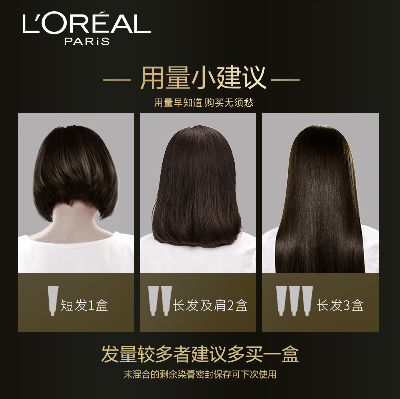 欧莱雅美发官方旗舰店巴黎欧莱雅染发剂自己在家染发膏霜自然黑色植物精华油3