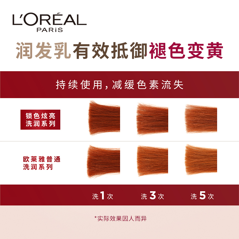 欧莱雅美发官方旗舰店巴黎欧莱雅大金瓶锁色染后护色固色洗发水套装红棕正品1