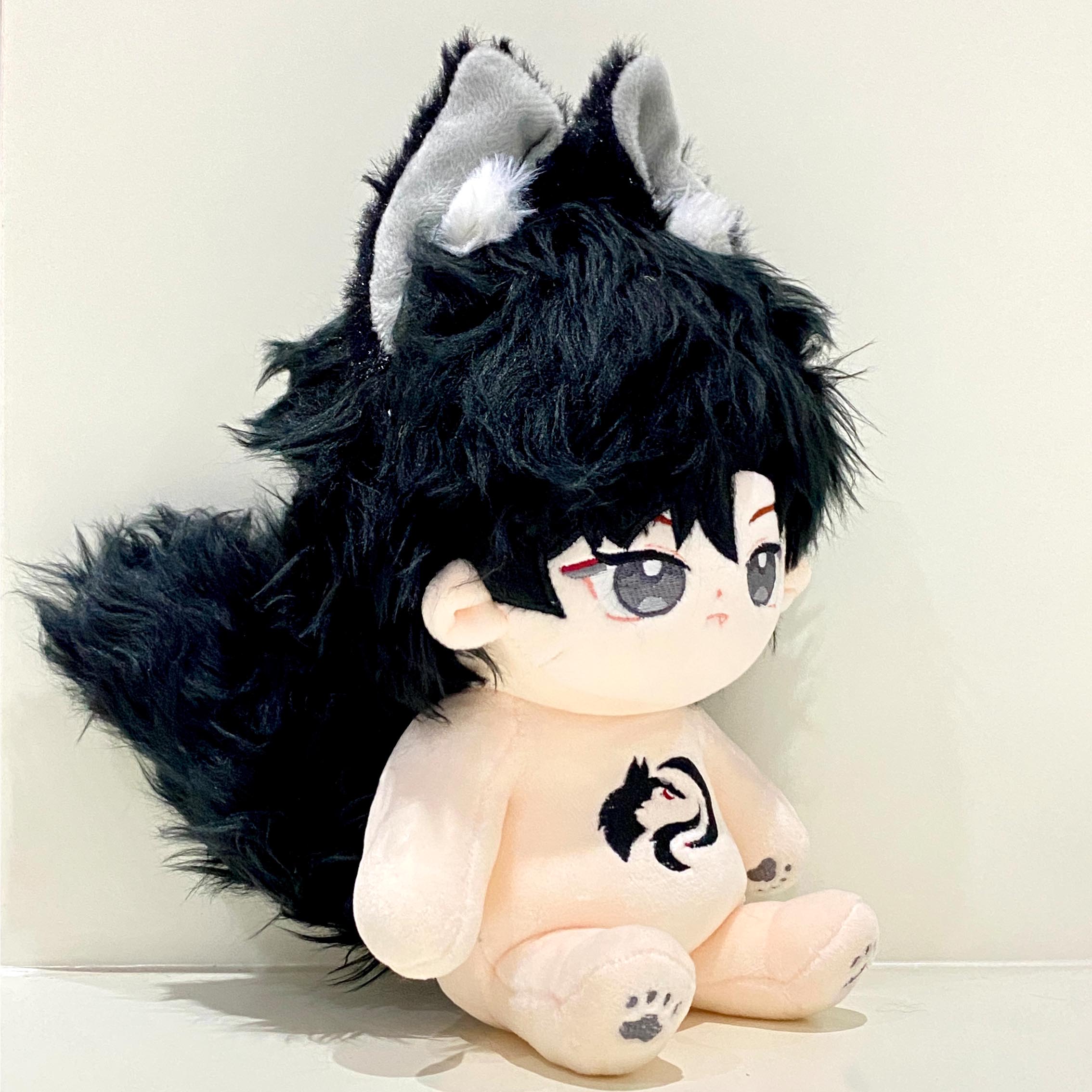 狐狸狼崽小狼棉花娃娃男20cm厘米正版无属性水洗兔毛帅酷娃衣公仔 - 图3