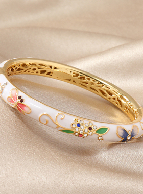 北京景泰蓝珐琅手镯镂空开口活扣镯子故宫旅游时尚纪念品礼物复古