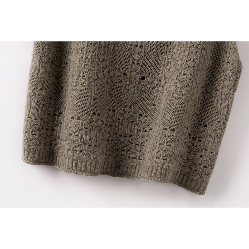 不可或缺人手一件~羊绒背心马甲女立领无袖镂空提花羊绒马甲 - 图2