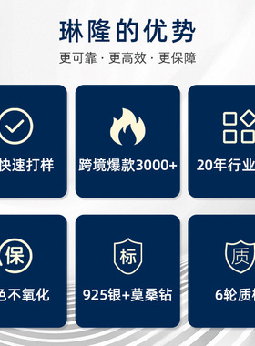 925纯银女时尚气质小香风莫桑石链子 ins跨境魔方手链轻奢高级感