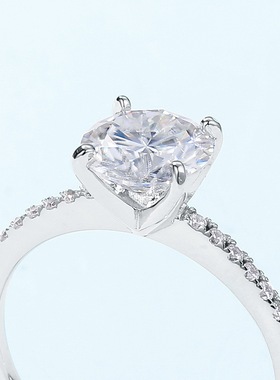 欧美跨境热采经典简约莫桑石戒指S925银镶嵌彩钻订婚戒指定制批发