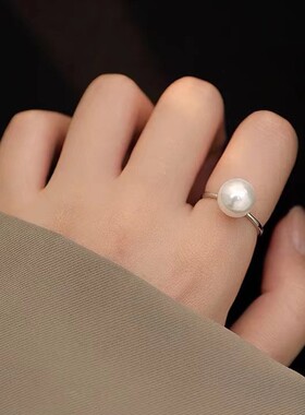 s925纯银几何指环开口可调节珍珠戒指女厂家银饰品一件批发代发