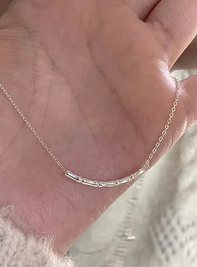 s925纯银简约竹节项链女时尚个性轻奢百搭新中式饰品高级感锁骨链