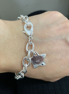 银饰品批发镀925银 幸运星 新款虾扣手链 厂家现货直销 镀银 外贸