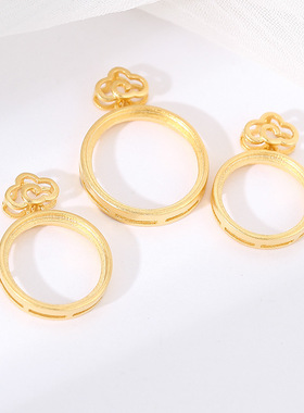 S925纯银吊坠空托如意祥云中国风吊坠托蜜蜡琥珀古法银沙金吊坠托