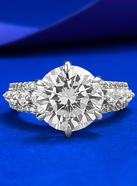 隆隆金S925银新款仿真钻石戒指10.0mm圆形白钻欧美风速卖通跨境