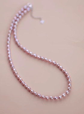 925银紫色米粒淡水珍珠项链赵露思同款淡水珍珠项链气质网红素链