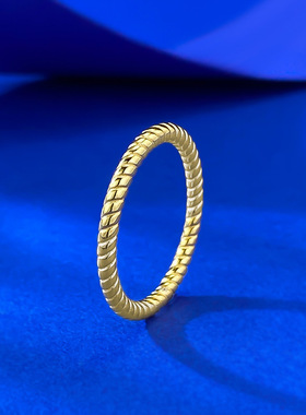 隆隆金珠宝新款S925银欧美跨境款麻花光身戒圈戒指环速卖通ins款