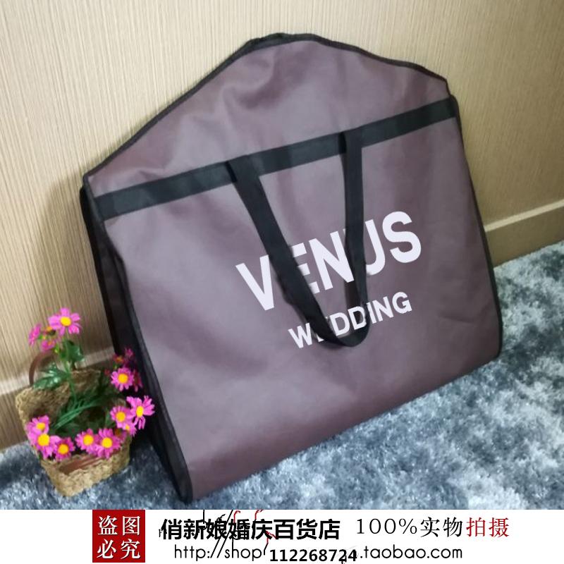 折叠手提两用袋子 加厚无纺布拖尾婚纱礼服防尘罩 防尘套定做LOGO - 图1