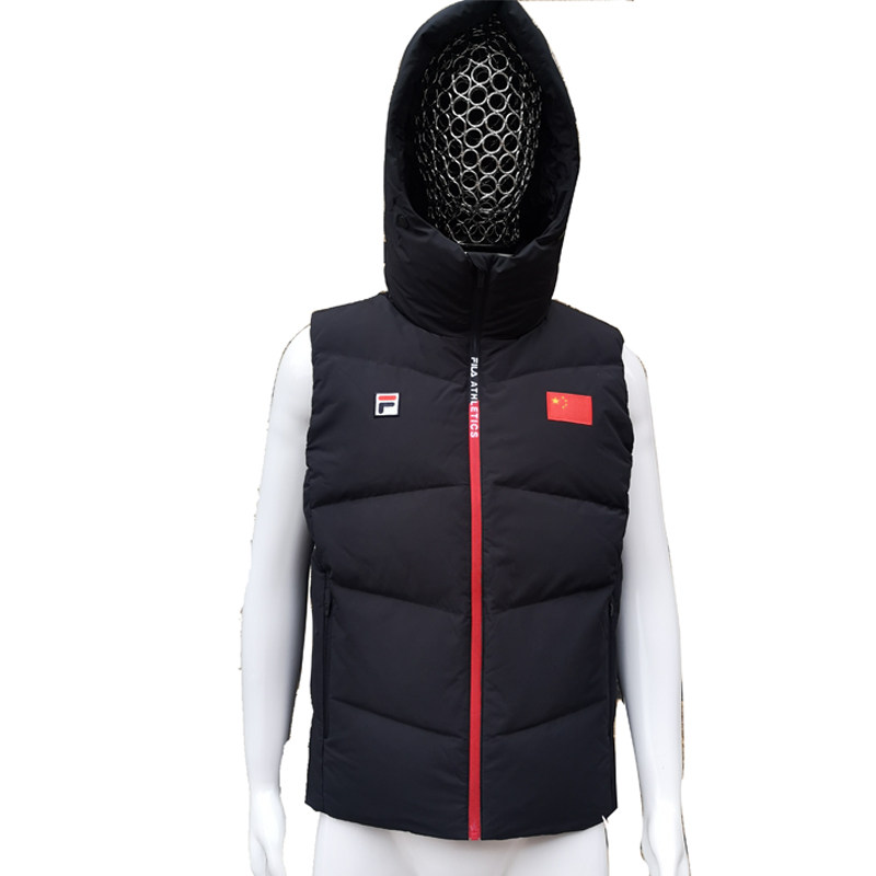 Fila/斐乐2020赞助中国代表团国家队深蓝白鸭绒连帽羽绒马甲国服,淘宝优惠券,粉丝福利购,淘宝优惠卷