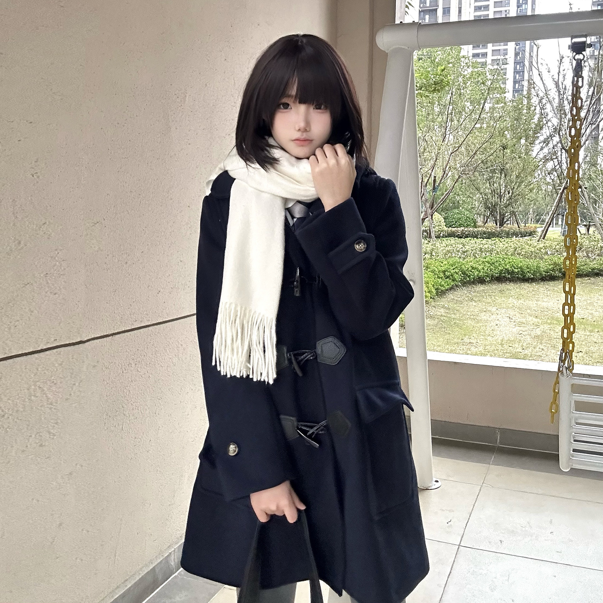 车厘子jk【冬雾原】日系连帽牛角扣大衣女原创学院风加厚长款外套,淘宝优惠券,粉丝福利购,淘宝优惠卷