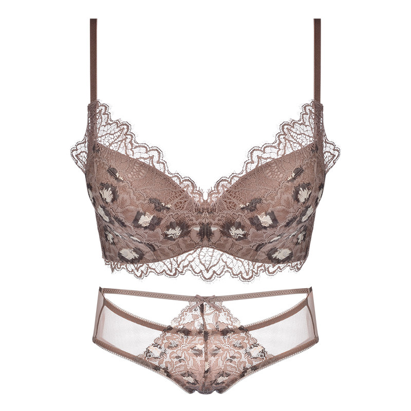 气质女王蕾丝豹纹性感小无钢圈胸罩 兰仪贝芬文胸