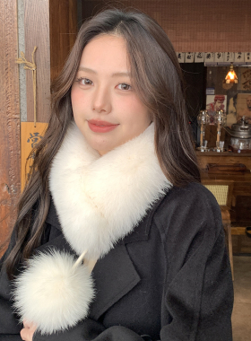 韩版狐狸毛围巾女秋冬百搭短款