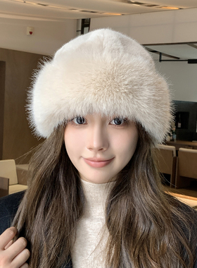 毛绒蒙古帽子女秋冬防寒保暖盆帽