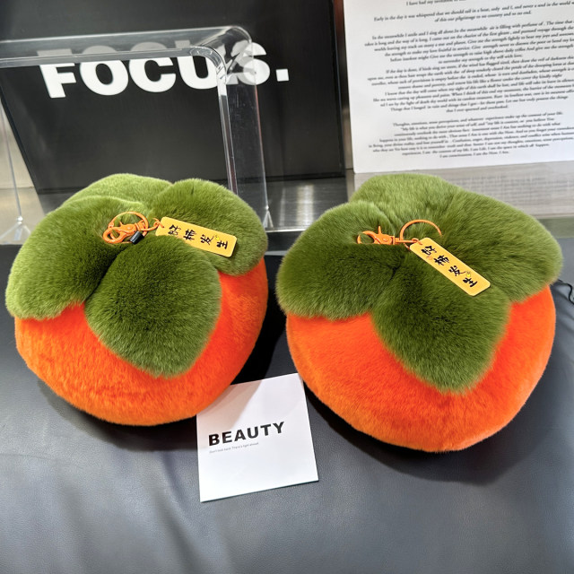 Real otter rabbit hair big persimmon ornaments moving gift decoration