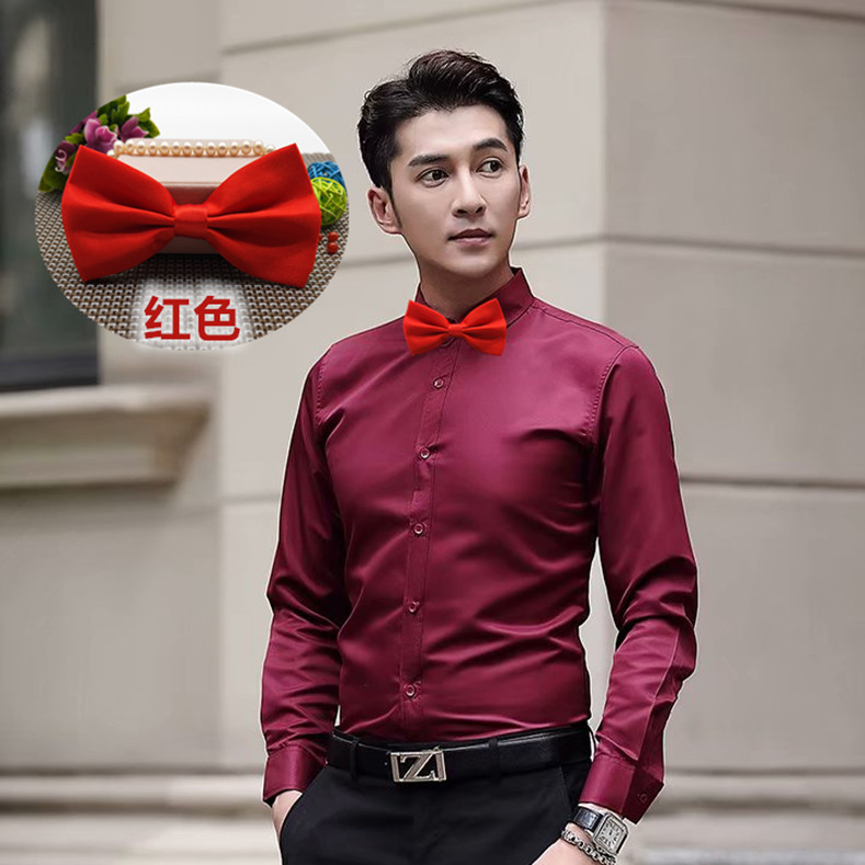 伴郎服装男兄弟装团服礼服婚礼白色衬衫西装长袖修身新郎结婚衣服 - 图3