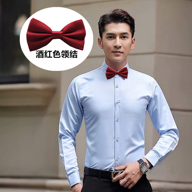 伴郎服装男兄弟装团服礼服婚礼白色衬衫西装长袖修身新郎结婚衣服 - 图0