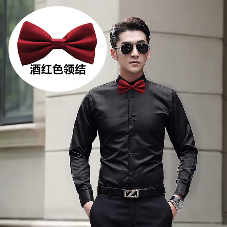 伴郎服装男兄弟装团服礼服婚礼白色衬衫西装长袖修身新郎结婚衣服 - 图1