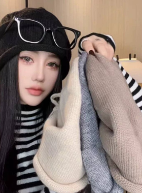 休闲女性秋冬平檐简约纯色毛线帽