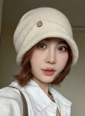 秋冬女针织堆堆帽保暖显脸小