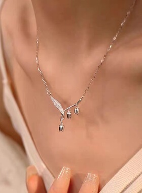 999足银铃兰花项链高级感时尚百搭女新款爆款轻奢小众气质锁骨链