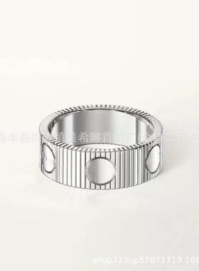 跨境热门新款一字戒指精工钛钢love情侣玫瑰金高版本对戒批发直销