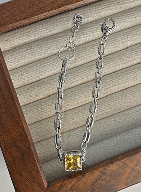 重工方糖手链项链通体925纯银