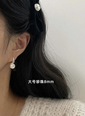 进口施家珍珠耳扣s925纯银