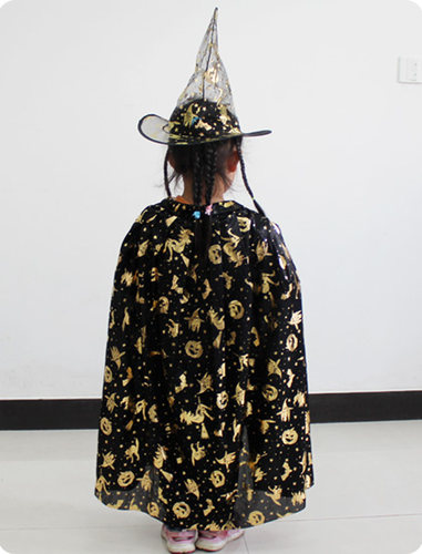 万圣节披风女童男斗篷鬼衣巫婆女巫装扮儿童服装服饰舞台道具套装 - 图3